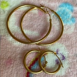 14k Gold 1” Hoop / 1/2” Hoop Earrings set